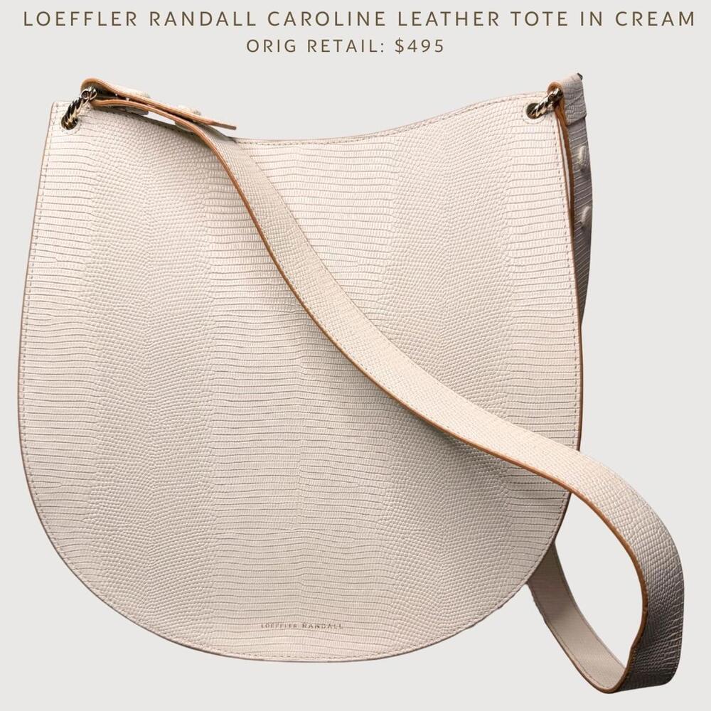Loeffler Randall Cream Textured Crescent Leather Shoulder Bag